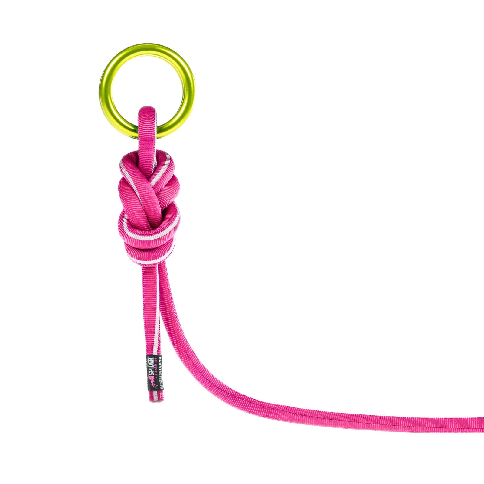 Leash rosado montado con anilla de highline (anilla no incluida)